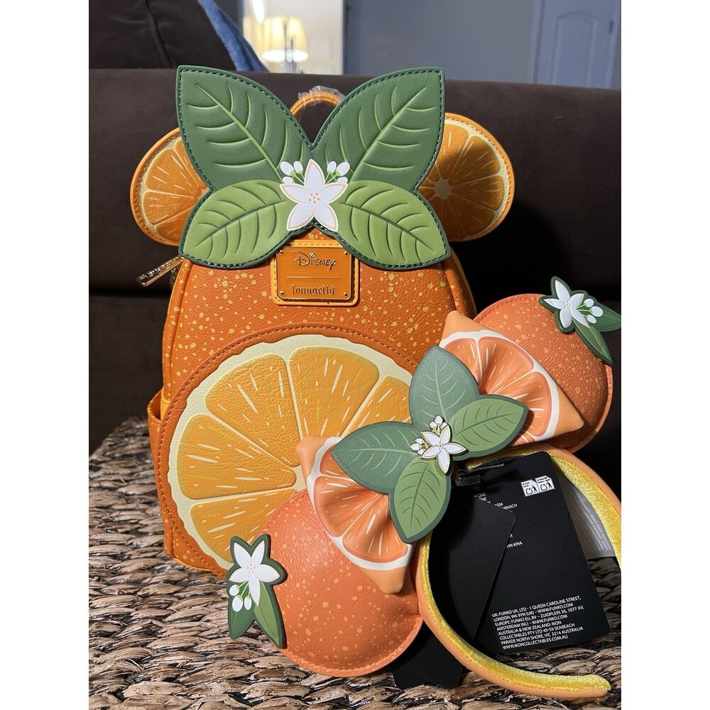 Loungefly Disney Minnie Mouse Orange Ears OrangeScented Mini Backpack Set